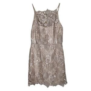 Saylor Floral Lace Cut Out Sleeveless High Neck Mini Dress Pale Pink Small